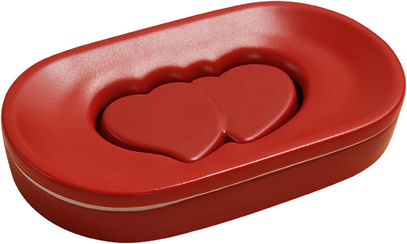 Sizikato Red Heart Embossed Porcelain Soap Dish