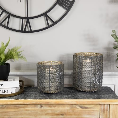 Northlight Twisted Iron Candle Holder Set - Gray Gold