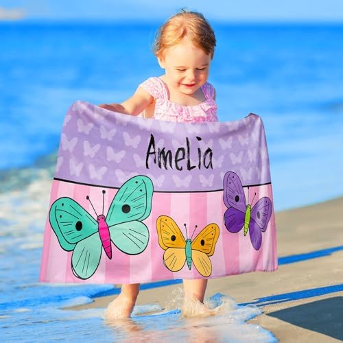 Personalized Beach Towels for Kids with Name Monogram