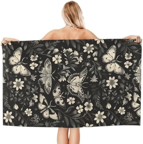 Retro Moth Beach Towel 32x52in Microfiber Quick Dry Sand Free