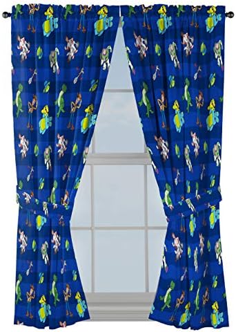 Jay Franco Kids Window Drapes - 4 Piece Blue Toy Story Set