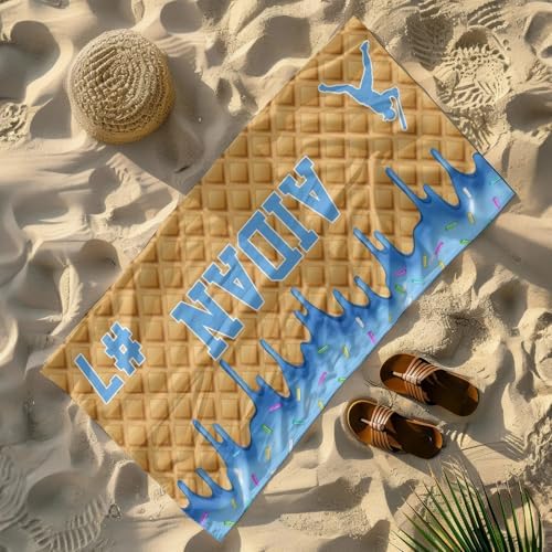 Personalized Ice Cream Drip Baseball Beach Towel with Names