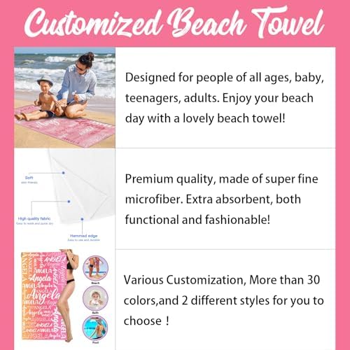 Custom Kids Adults Beach Towel with Name