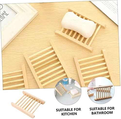 Alipis 6Pcs Wooden Soap Dish Tray Holder for Bathroom Kitchen