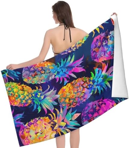 Colorful Pineapple Beach Towel - 52x32 Microfiber Sand Free
