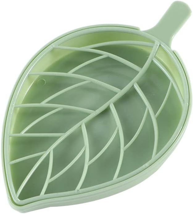 3Pcs Leaf-Shaped Soap Dishes with Drainage Tray Fashionable Bathroom Holder in Green
