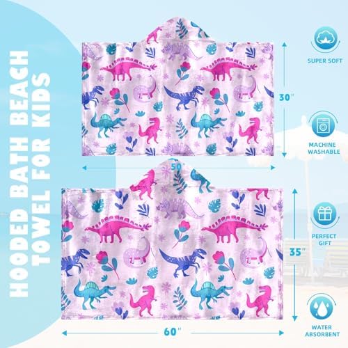 Ritiga Dinosaur Girls Beach Towel with Hoodie