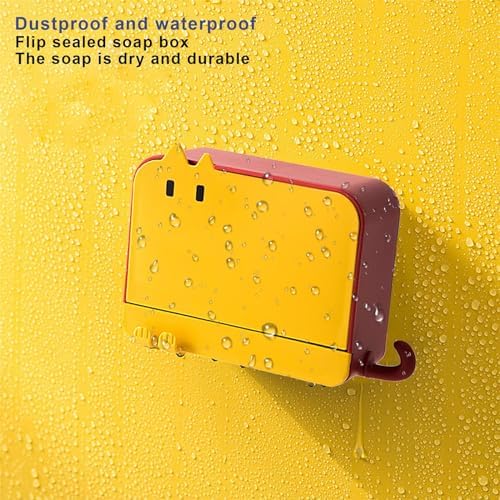 Red Wall-Mounted Soap Dish with Lid