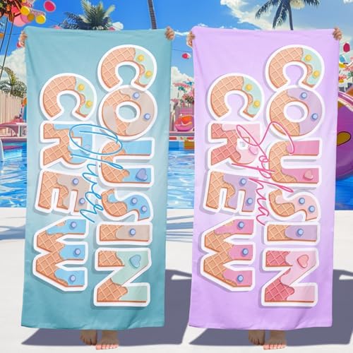 Personalized Beach Towels for Kids with Name - Ice Cream Drip Monogram