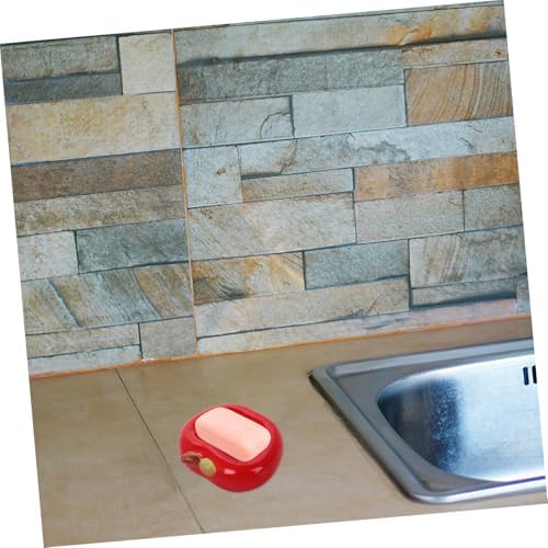 PRETYZOOM Apple Shaped Ceramic Soap Dish with Drainage Hole