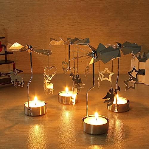 Spinning Tea Light Holder Silver Moon Angel Fairy