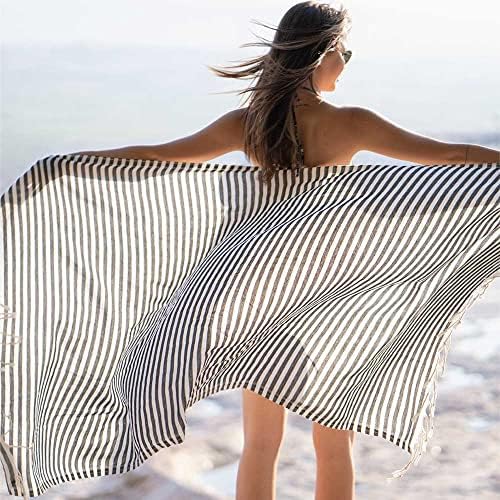 Hencely Striped Turkish Beach Towel 37x71 Navy Blue