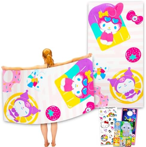 My Melody and Kuromi Beach Towel Set for Kids and Adults