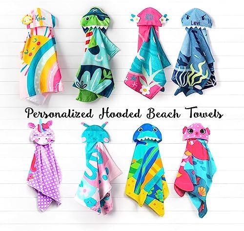 Personalized Kids Hooded Beach Towel with Name Embroidery 1