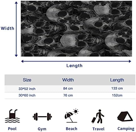 Kurtect Kids Men Boys Skull Beach Towel Black