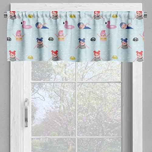 Ambesonne Summer Valance Tier Curtain 3 pcs Set