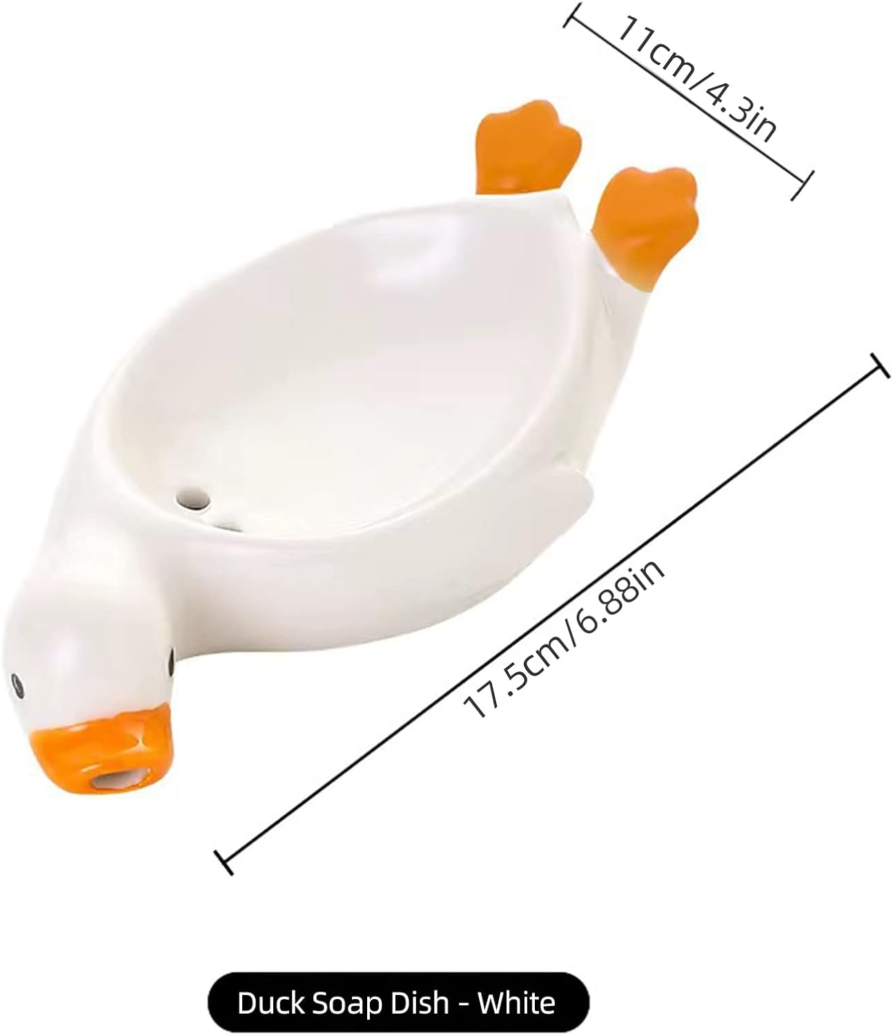 Ceramic Self Draining Soap Dish in Cute Duck Shape