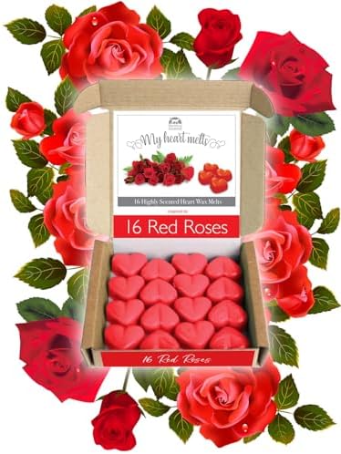 16 Red Roses Wax Melts - Heart Shaped Valentine Gifts
