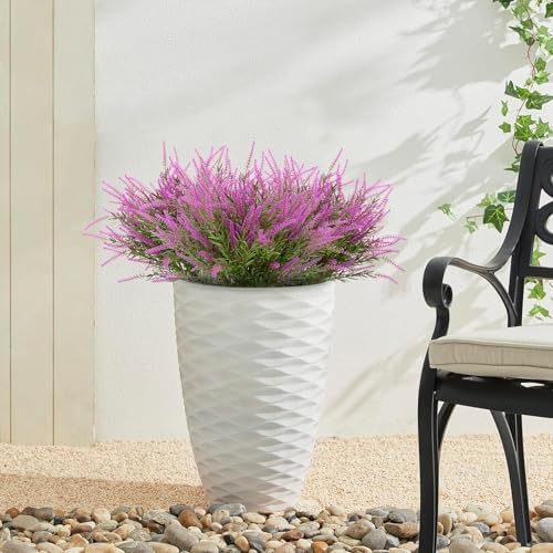12 Bundles Artificial Lavender Plants UV Resistant Fake Bushes