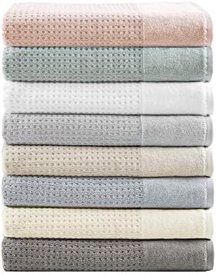 Madison Park Spa Waffle Cotton Towel Set 6 Piece Charcoal