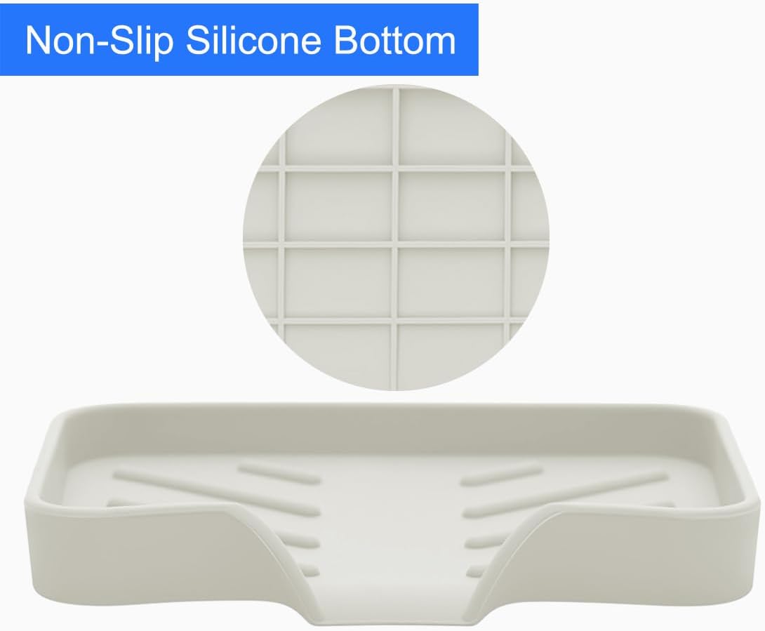 Metopets Sponge Holder with Drain Spout Silicone Tray for Kitchen and Bathroom