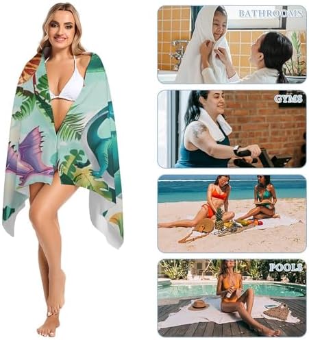 Dinosaur Beach Towel Unique Quick Dry Soft Plush