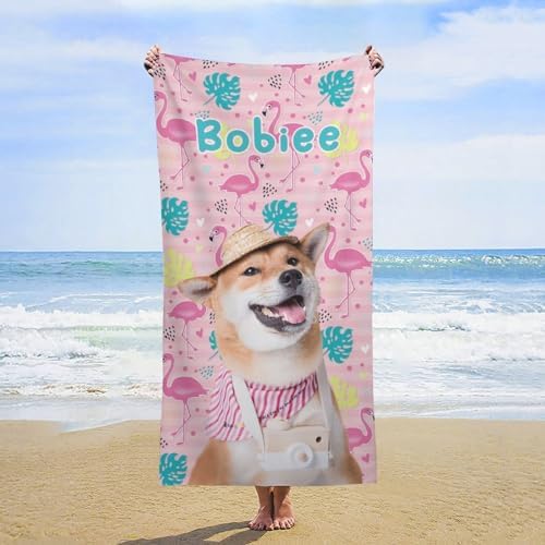 Personalized Dog Beach Towel - Custom Dog Face Pool Towel for Pet Lovers