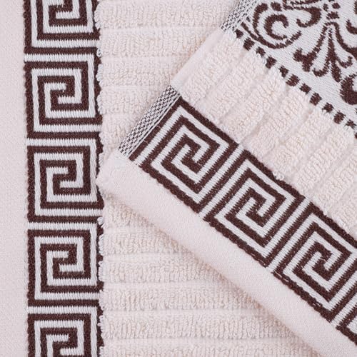 Superior 4-Piece Bath Towel Set with Greek Floral Design