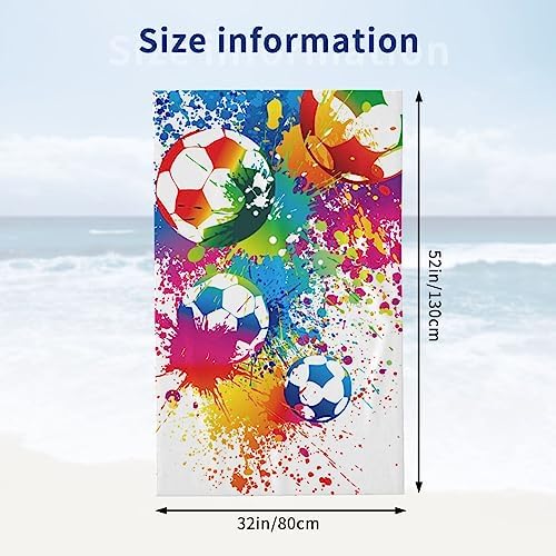VOOHDDY Colorful Soccer Football Fun Beach Towel