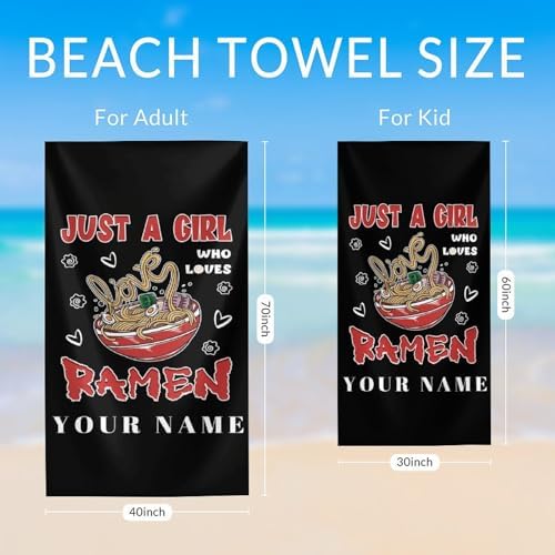 Custom Beach Towel for Kids - Soft Quick-Dry Ramen Towel