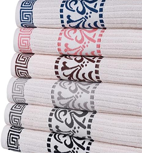 Superior 4-Piece Bath Towel Set with Greek Floral Design