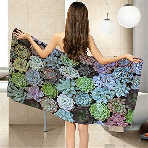 Moslion Comfy Bath Towel with Cute Succulent Design