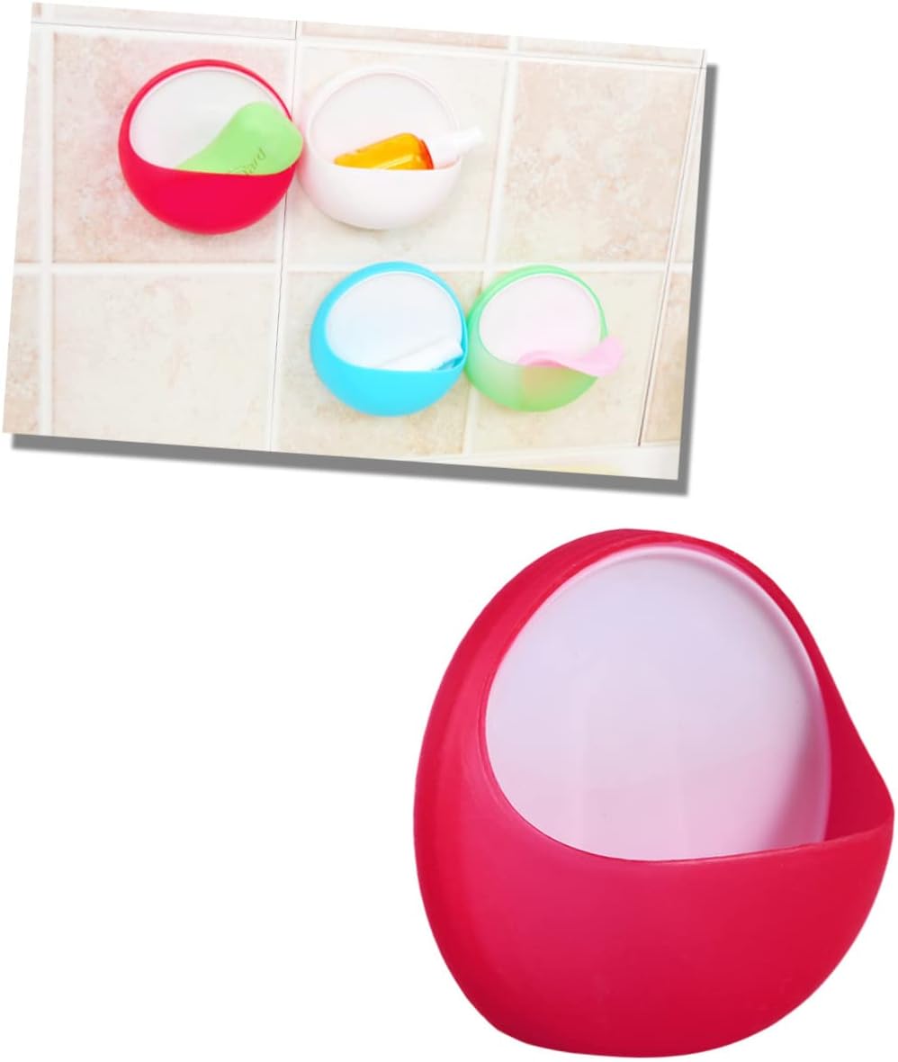 Amosfun Wall Mounted Soap Holder Red Suction Cup Drain Dish