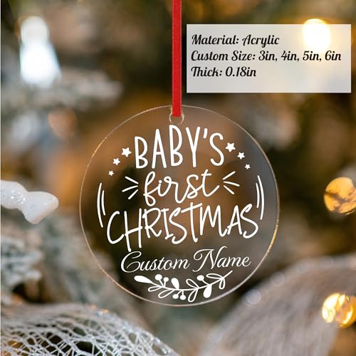 Personalized Babys First Christmas Acrylic Ornament for Boy or Girl