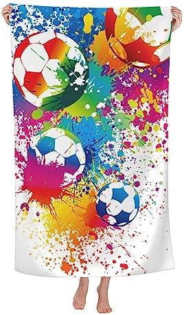 VOOHDDY Colorful Soccer Football Fun Beach Towel