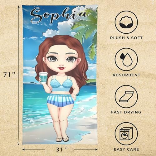 Customized Beach Towel with Photos and Text for Kids Adults