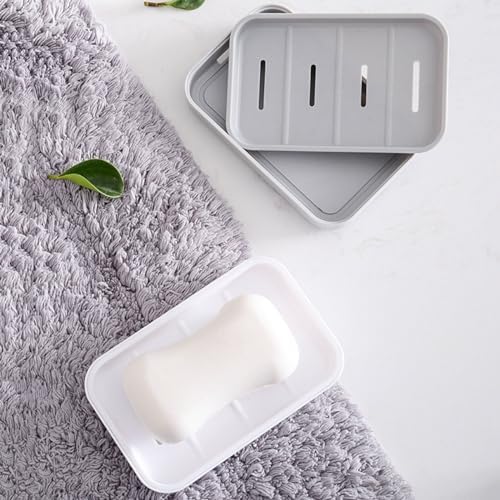 2PCS Soap Dish with Drain Container for Shower and Kitchen