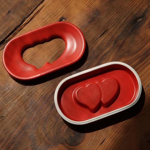 Sizikato Red Heart Embossed Porcelain Soap Dish