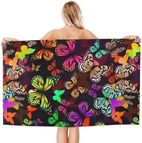VOOHDDY Bright Butterfly Beach Towel for Adults Kids Travel Pool Camping