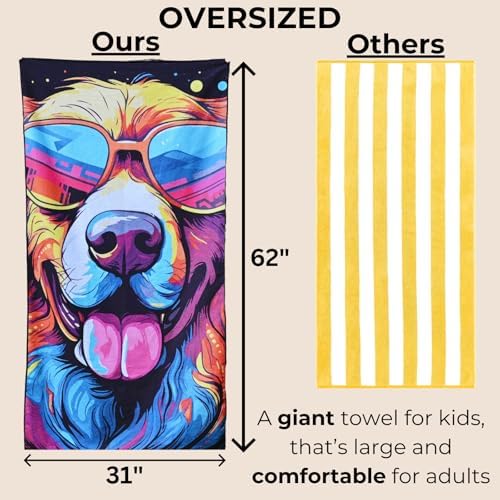 Microfiber Happy Dog in Sunglasses Beach Towel for All