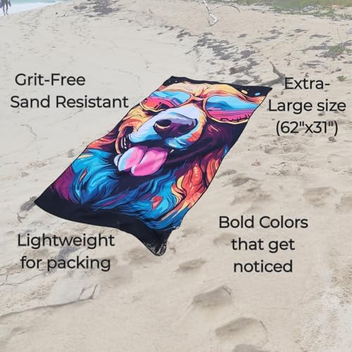 Microfiber Happy Dog in Sunglasses Beach Towel for All