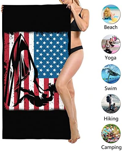 Jet Ski American Flag Microfiber Beach Towel - Extra Large Quick Dry Sand Free