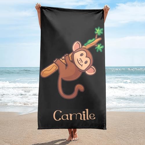 Monkey Branches Personalized Beach Towel for Adults Kids 60x30