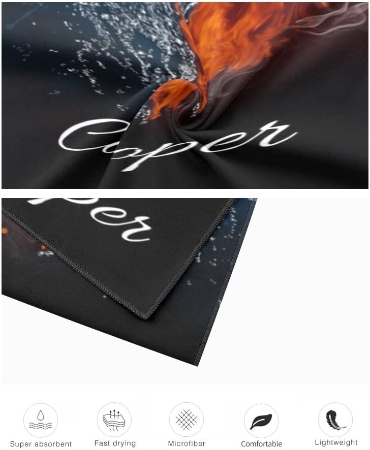Personalized Soccer Beach Towel with Name for Men Adults