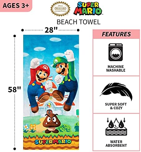 Franco Super Mario Cotton Towel Microfiber Pillowcase Set
