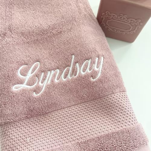 Personalized Embroidered Beach Towel with Name - Pink Medium