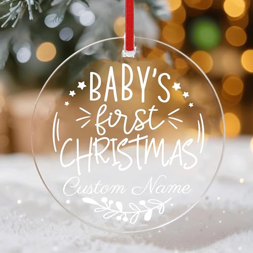 Personalized Babys First Christmas Acrylic Ornament for Boy or Girl