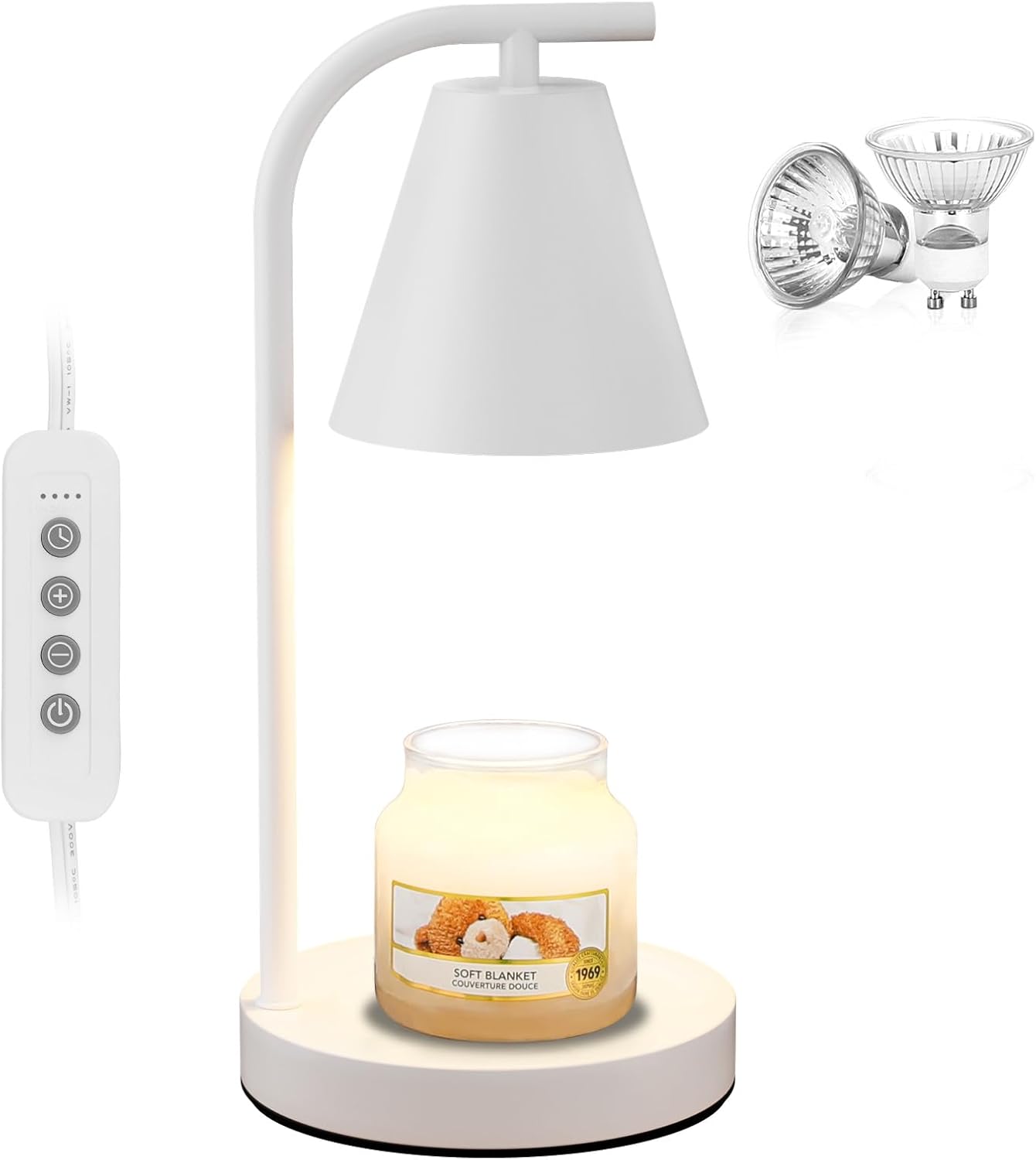 Hong-in White Candle Warmer with Timer - 2 Bulbs 1