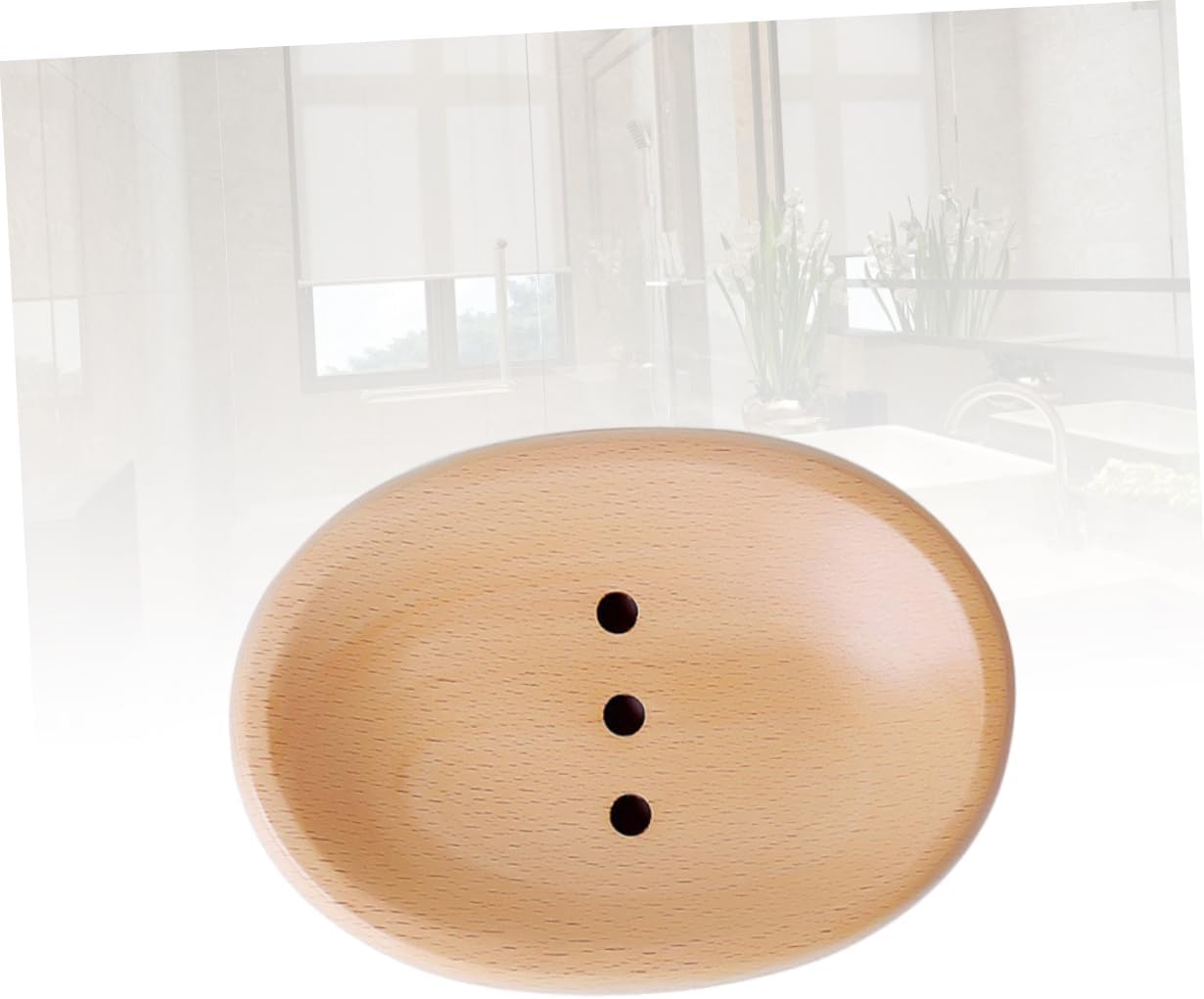 Zerodeko Wooden Soap Dish - Space-Saving Round or Oval Holder