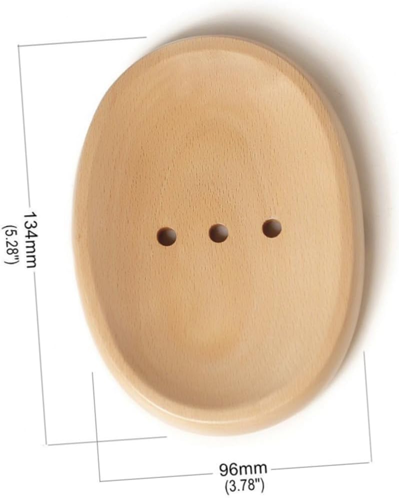 Zerodeko Wooden Soap Dish - Space-Saving Round or Oval Holder